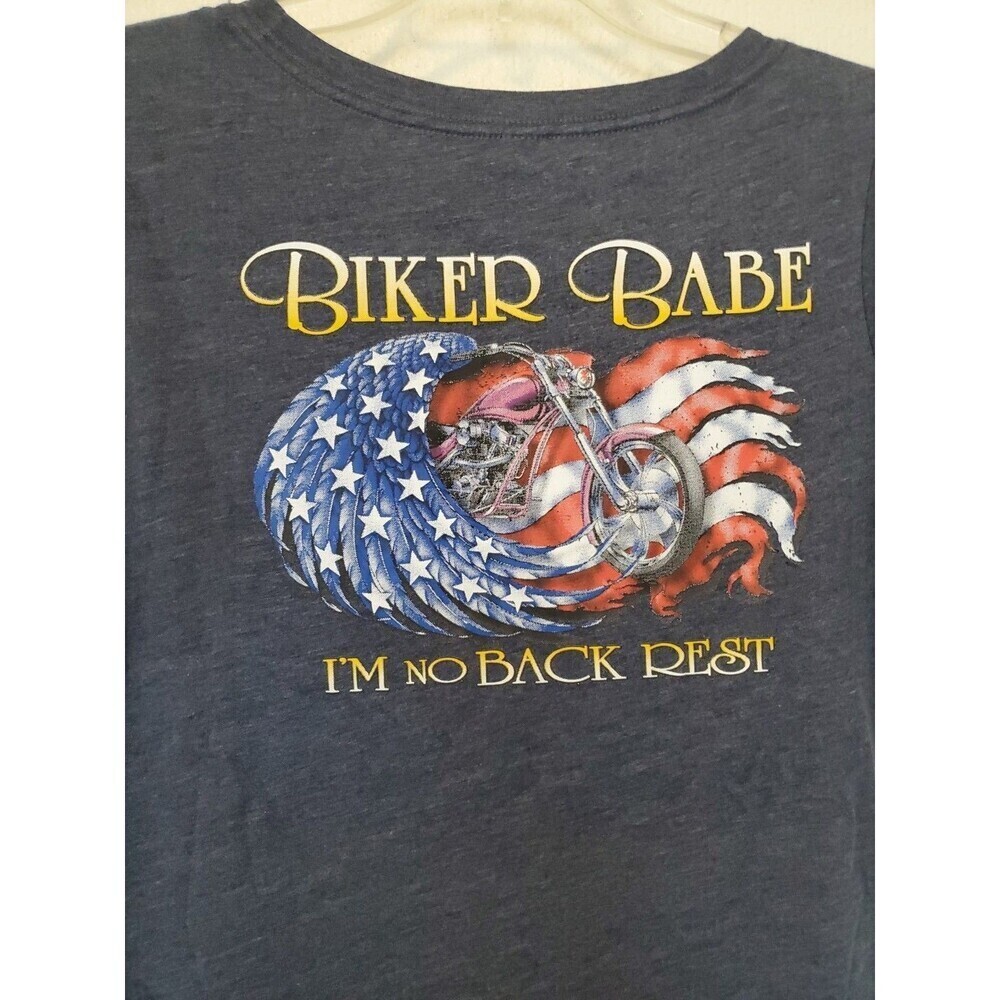 Harley Davidson T-shirt Women's Size L Large Fitted Gray Back Print Biker Babe